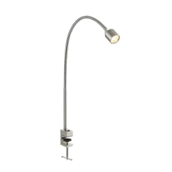 Lindby LED klemlamp Hanilo, hoogte 80 cm, nikkel, metaal