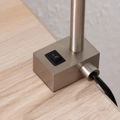 Lindby LED klemlamp Hanilo, hoogte 80 cm, nikkel, metaal