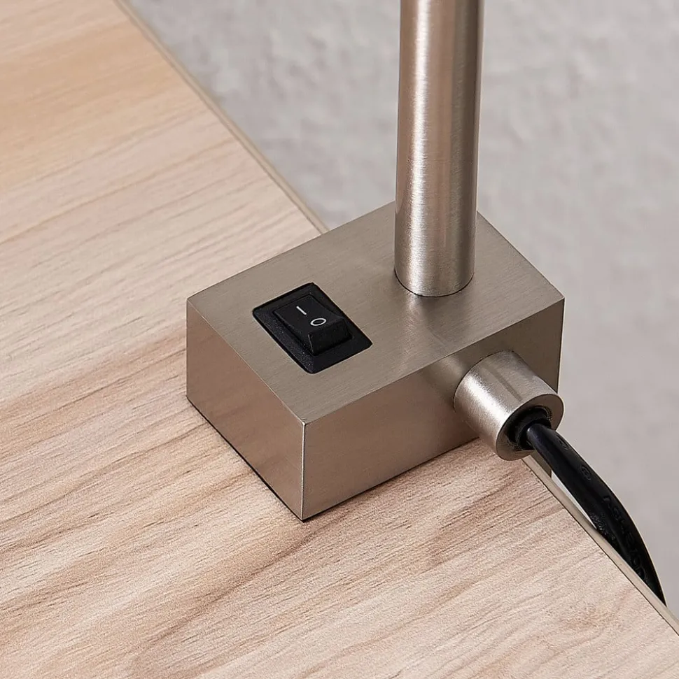 Lindby LED klemlamp Hanilo, hoogte 80 cm, nikkel, metaal