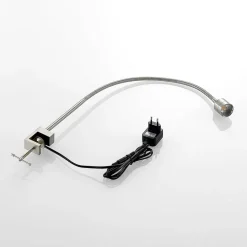 Lindby LED klemlamp Hanilo, hoogte 80 cm, nikkel, metaal