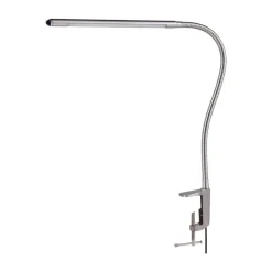 Lindby LED klemlamp Lionard, 53 cm, mat nikkel, metaal