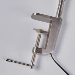 Lindby LED klemlamp Lionard, 53 cm, mat nikkel, metaal