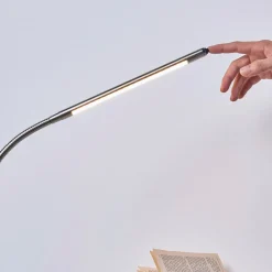 Lindby LED klemlamp Lionard, 53 cm, mat nikkel, metaal