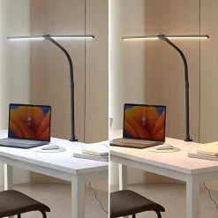 Lindby LED klemlamp Nilay, hoogte 97,5 cm, CCT, thuiskantoor