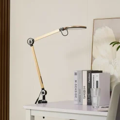 Lindby LED klemlamp Nyxaris, goud, metaal, CCT, 52 cm