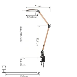 Lindby LED klemlamp Nyxaris, goud, metaal, CCT, 52 cm