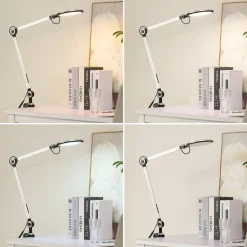 Lindby LED klemlamp Nyxaris, zilver, metaal, CCT, 52 cm