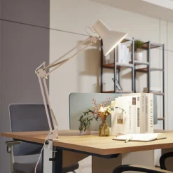 Lindby LED klemlamp Undra, wit, metaal, verstelbaar