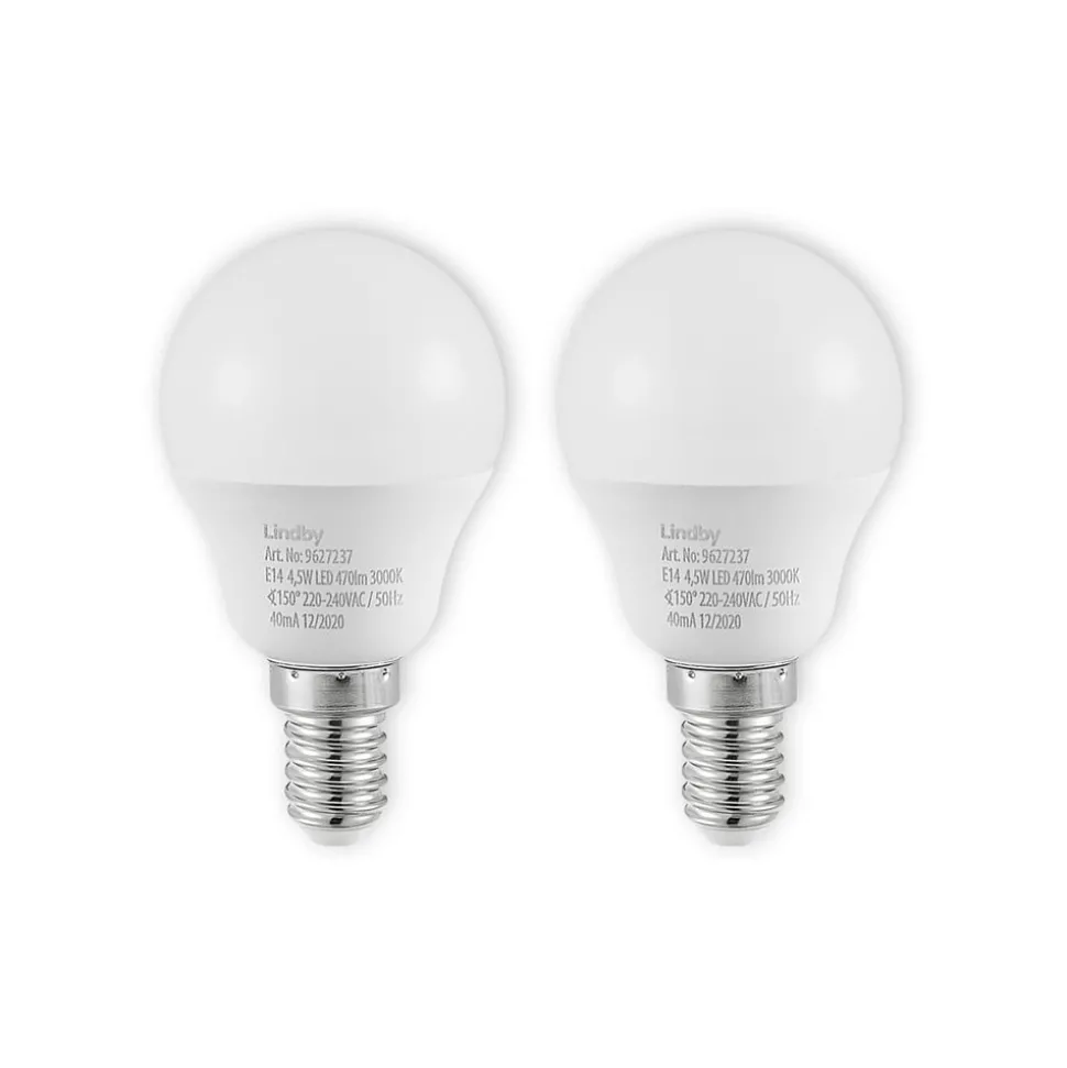 Lindby LED lamp E14 G45 4,5W 3.000K opaal set van 2