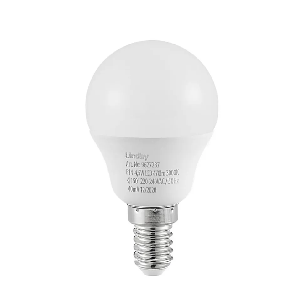 Lindby LED lamp E14 G45 4,5W 3.000K opaal set van 2