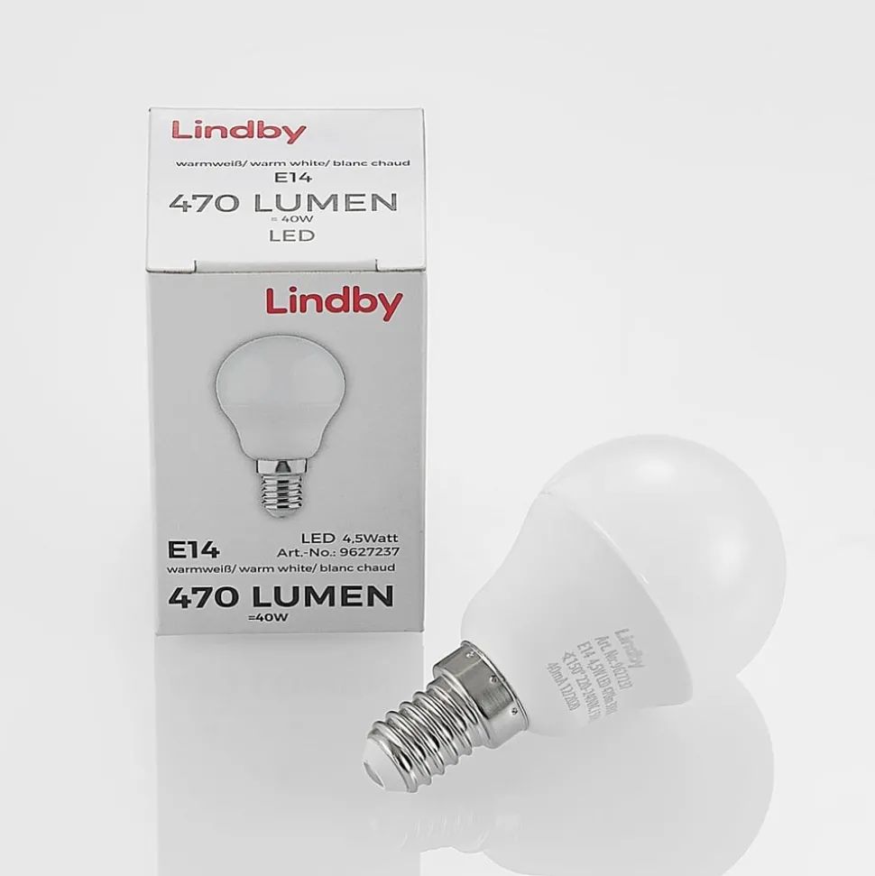 Lindby LED lamp E14 G45 4,5W 3.000K opaal set van 3