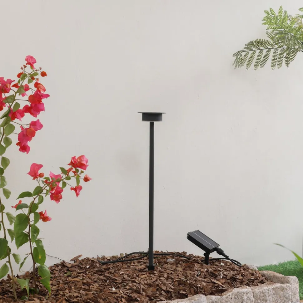 Lindby LED lamp op zonne-energie Lyris, zwart, aluminium, 3.000 K