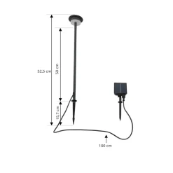 Lindby LED lamp op zonne-energie Lyris, zwart, aluminium, 3.000 K