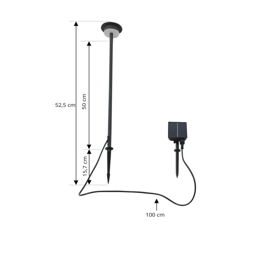 Lindby LED lamp op zonne-energie Lyris, zwart, aluminium, 3.000 K