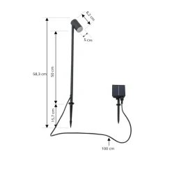 Lindby LED lamp op zonne-energie Myric, zwart, aluminium, 3.000 K