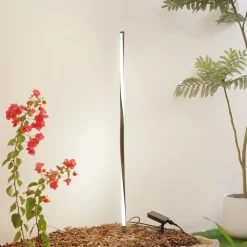 Lindby LED lamp op zonne-energie Sabriel, recht, zwart, aluminium, 3000K