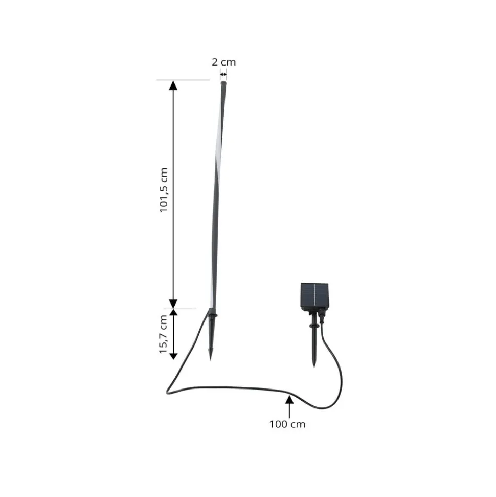 Lindby LED lamp op zonne-energie Sabriel, recht, zwart, aluminium, 3000K