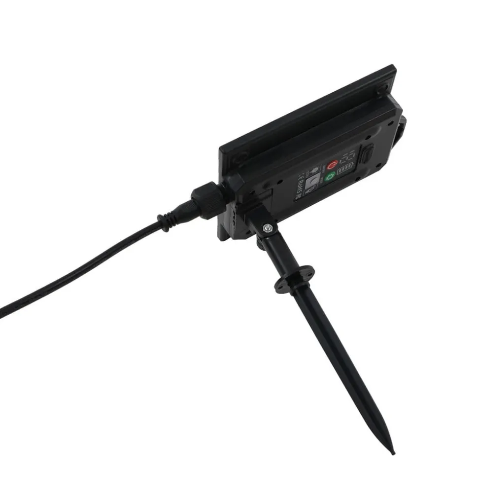 Lindby LED lamp op zonne-energie Sabriel, recht, zwart, aluminium, 3000K