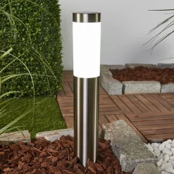 Lindby LED lamp op zonne-energie Aleeza, 61 cm, roestvrij staal, grondspies