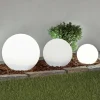 Lindby LED lamp op zonne-energie Lago, set van 3, bollen, grondpin, wit