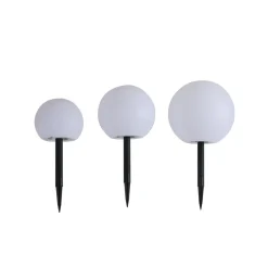 Lindby LED lamp op zonne-energie Lago, set van 3, bollen, grondpin, wit