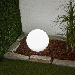 Lindby LED lamp op zonne-energie Amaria, rotan, licht, Ø 27 cm