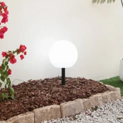 Lindby LED lamp op zonne-energie Amaria, rotan, licht, Ø 27 cm