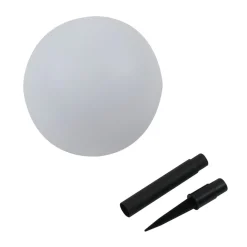 Lindby LED lamp op zonne-energie Lago, Ø 25 cm, bol, grondpin, wit