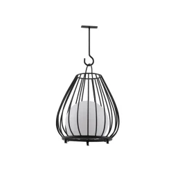 Lindby LED lamp op zonne-energie Kelda, zwart, metaal, 38cm, dimbaar.