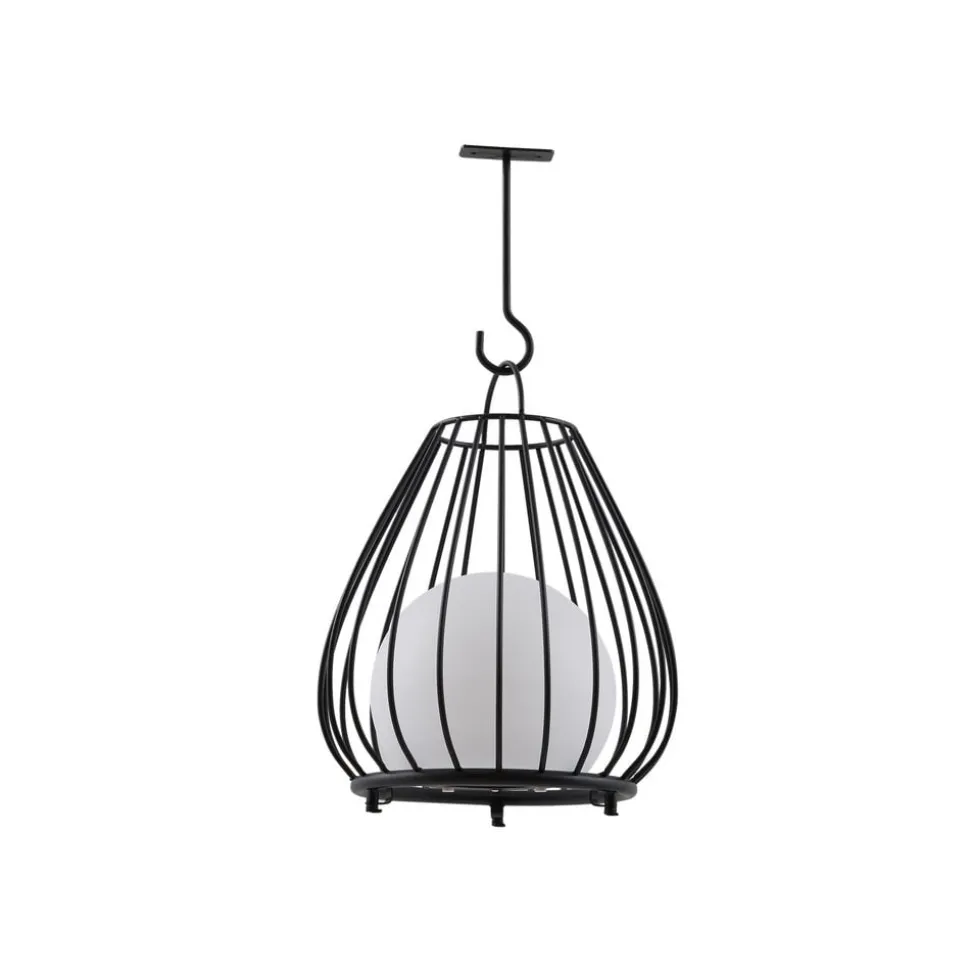 Lindby LED lamp op zonne-energie Kelda, zwart, metaal, 38cm, dimbaar.