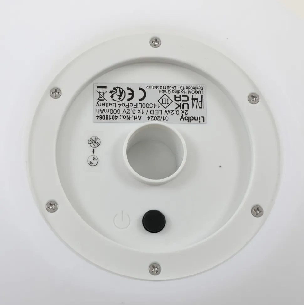 Lindby LED lamp op zonne-energie Lago, Ø 30 cm, bol, grondpin, wit