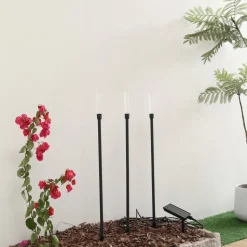 Lindby LED lamp op zonne-energie Balian, set van 3, zwart, aluminium, 3000K