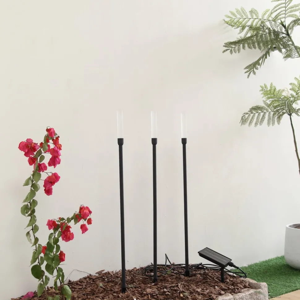 Lindby LED lamp op zonne-energie Balian, set van 3, zwart, aluminium, 3000K