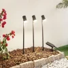 Lindby LED lamp op zonne-energie Myric, set van 3, zwart, aluminium, 3.000K