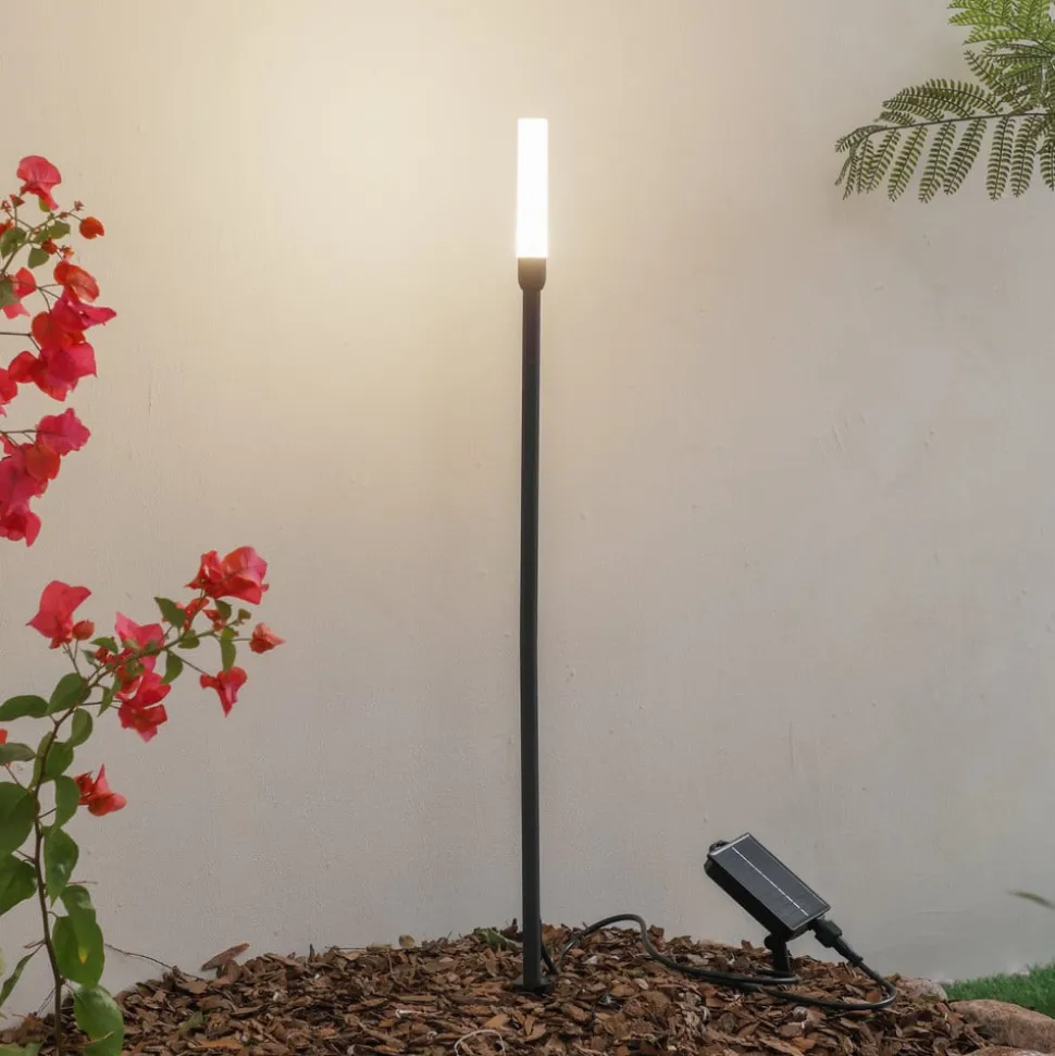 Lindby LED lamp op zonne-energie Balian, zwart, aluminium, 3.000 K