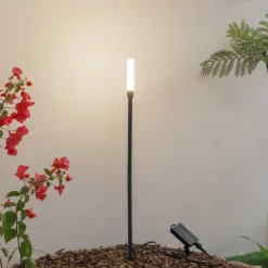 Lindby LED lamp op zonne-energie Balian, zwart, aluminium, 3.000 K