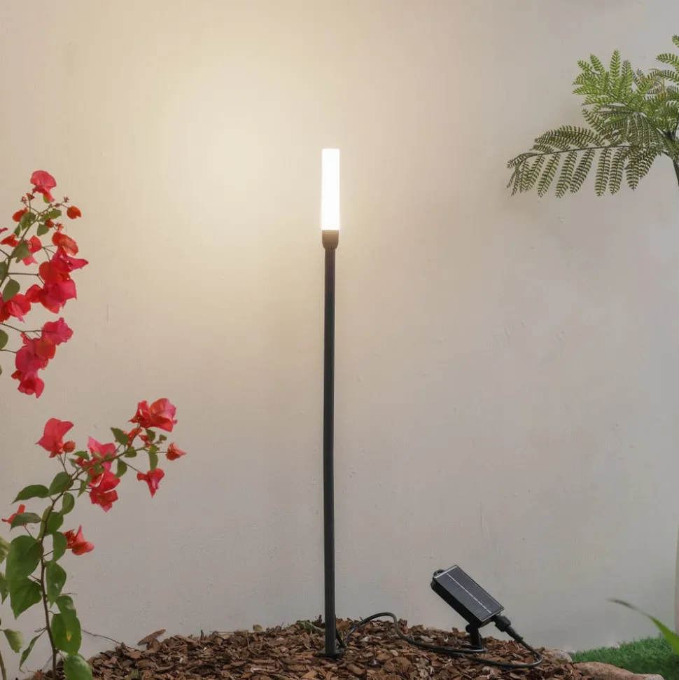 Lindby LED lamp op zonne-energie Balian, zwart, aluminium, 3.000 K