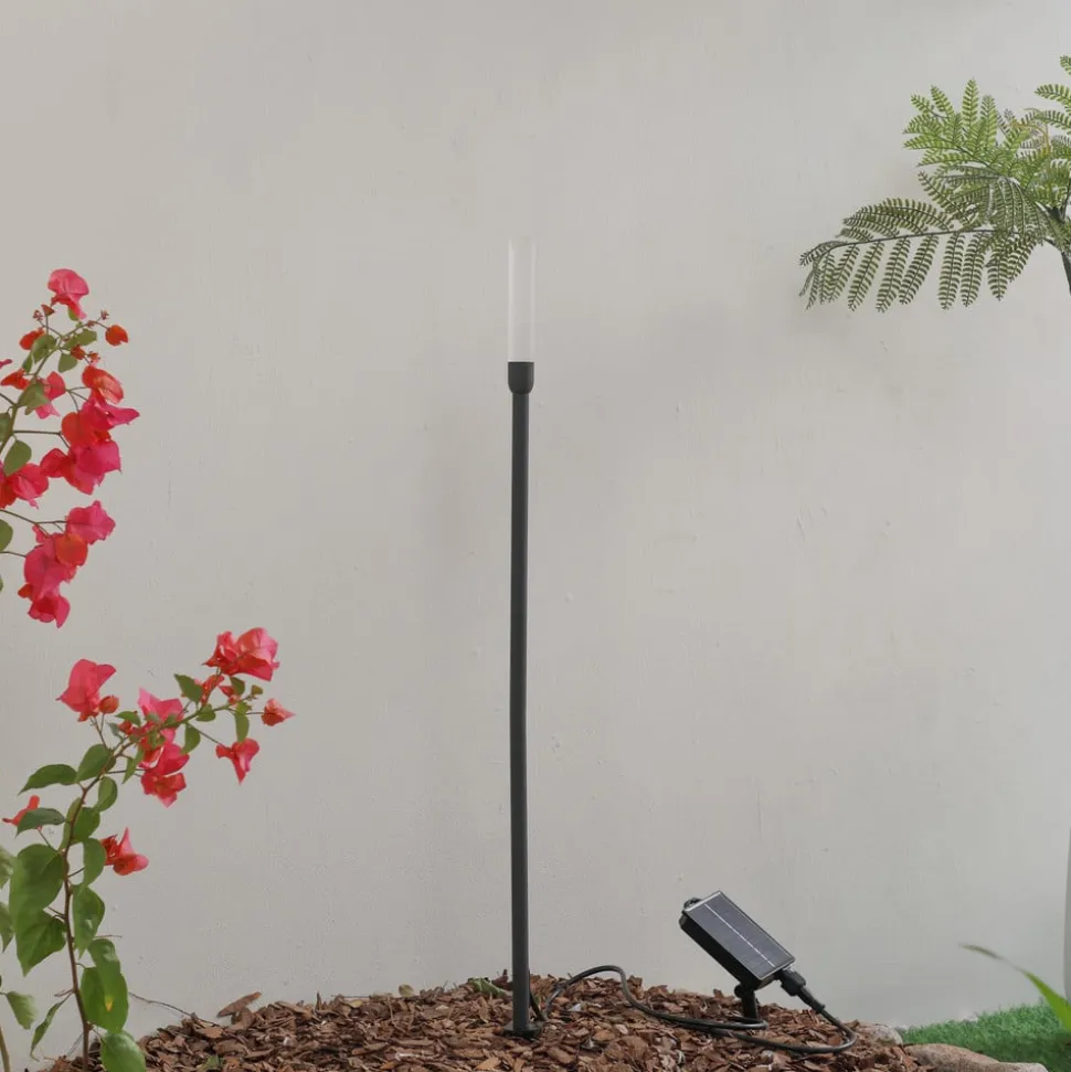 Lindby LED lamp op zonne-energie Balian, zwart, aluminium, 3.000 K