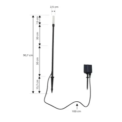 Lindby LED lamp op zonne-energie Balian, zwart, aluminium, 3.000 K