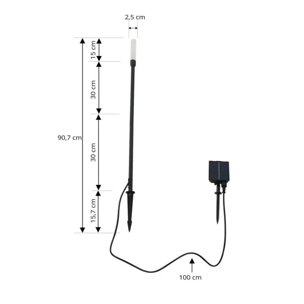 Lindby LED lamp op zonne-energie Balian, zwart, aluminium, 3.000 K