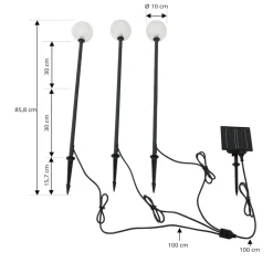 Lindby LED lamp op zonne-energie Brindley, set van 3, zwart, glas