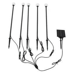 Lindby LED lamp op zonne-energie Freydis, set van 5, zwart, 2.000 K