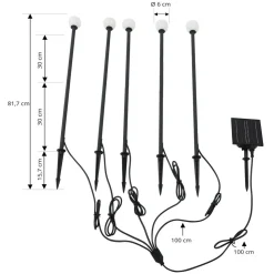 Lindby LED lamp op zonne-energie Freydis, set van 5, zwart, 2.000 K