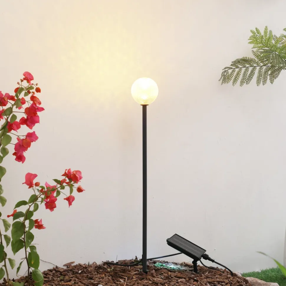 Lindby LED lamp op zonne-energie Brindley, zwart, glas, IP65