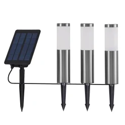 Lindby LED lampen op zonne-energie, set van 3, roestvrij staal