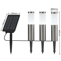 Lindby LED lampen op zonne-energie, set van 3, roestvrij staal