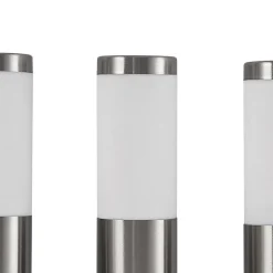 Lindby LED lampen op zonne-energie, set van 3, roestvrij staal