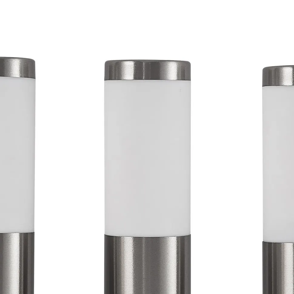 Lindby LED lampen op zonne-energie, set van 3, roestvrij staal