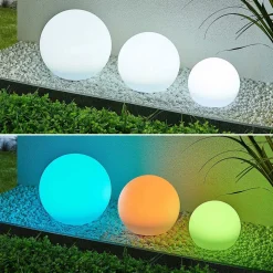Lindby LED lampen op zonne-energie Lago, RGBW, set van 3, bollen,