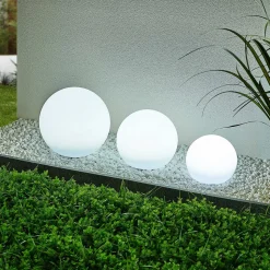 Lindby LED lampen op zonne-energie Lago, RGBW, set van 3, bollen,